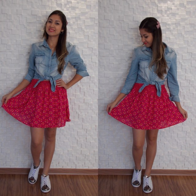 camisa jeans amarrada camisa jeans com saia